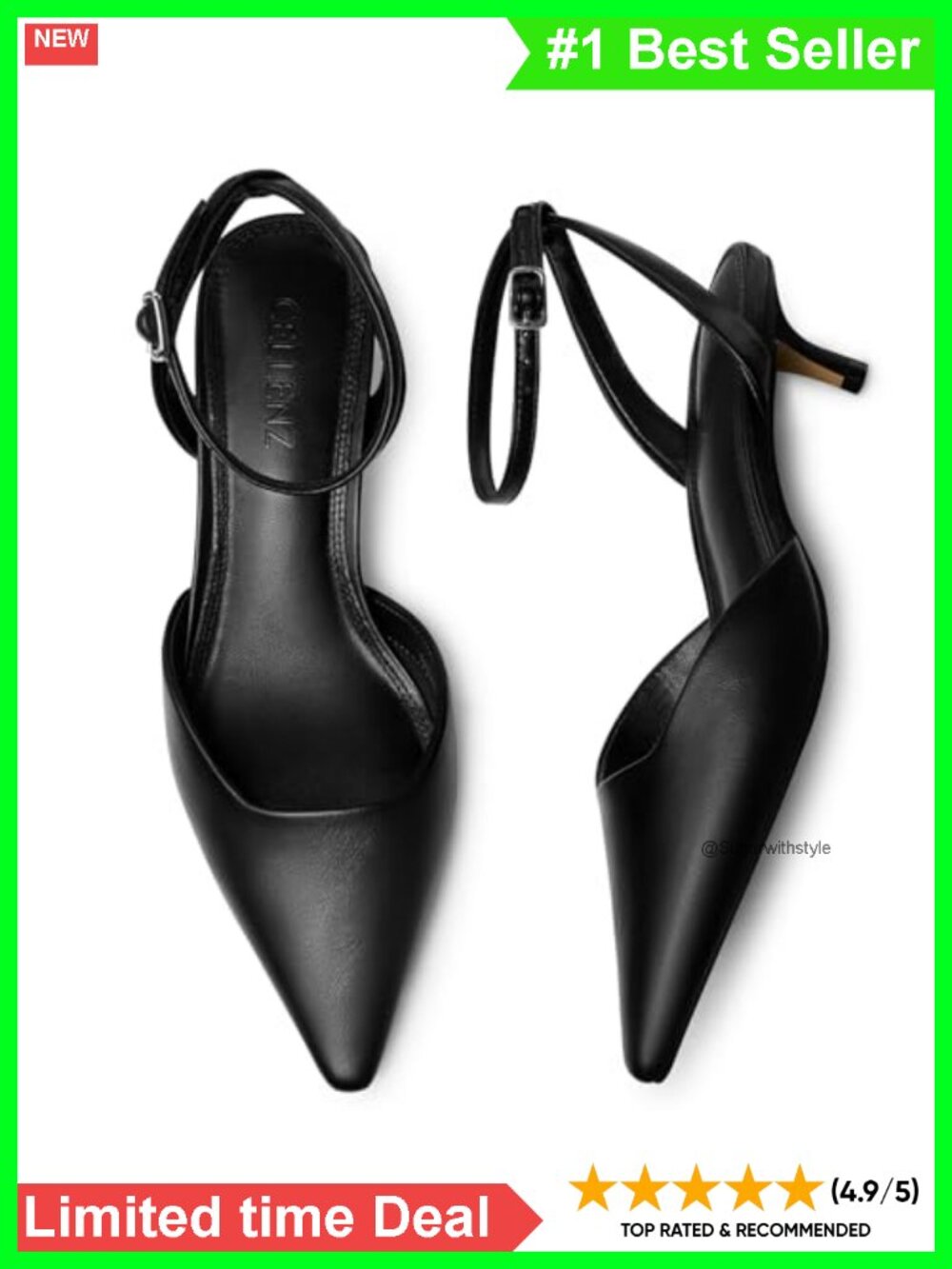 2 Inch Kitten Heel Closed Toe Pumps Pointed Toe Ankle Strap